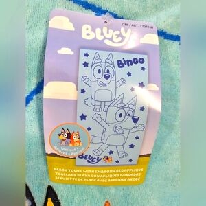 Lucy Blue Beach Towel with Embroidered Design
